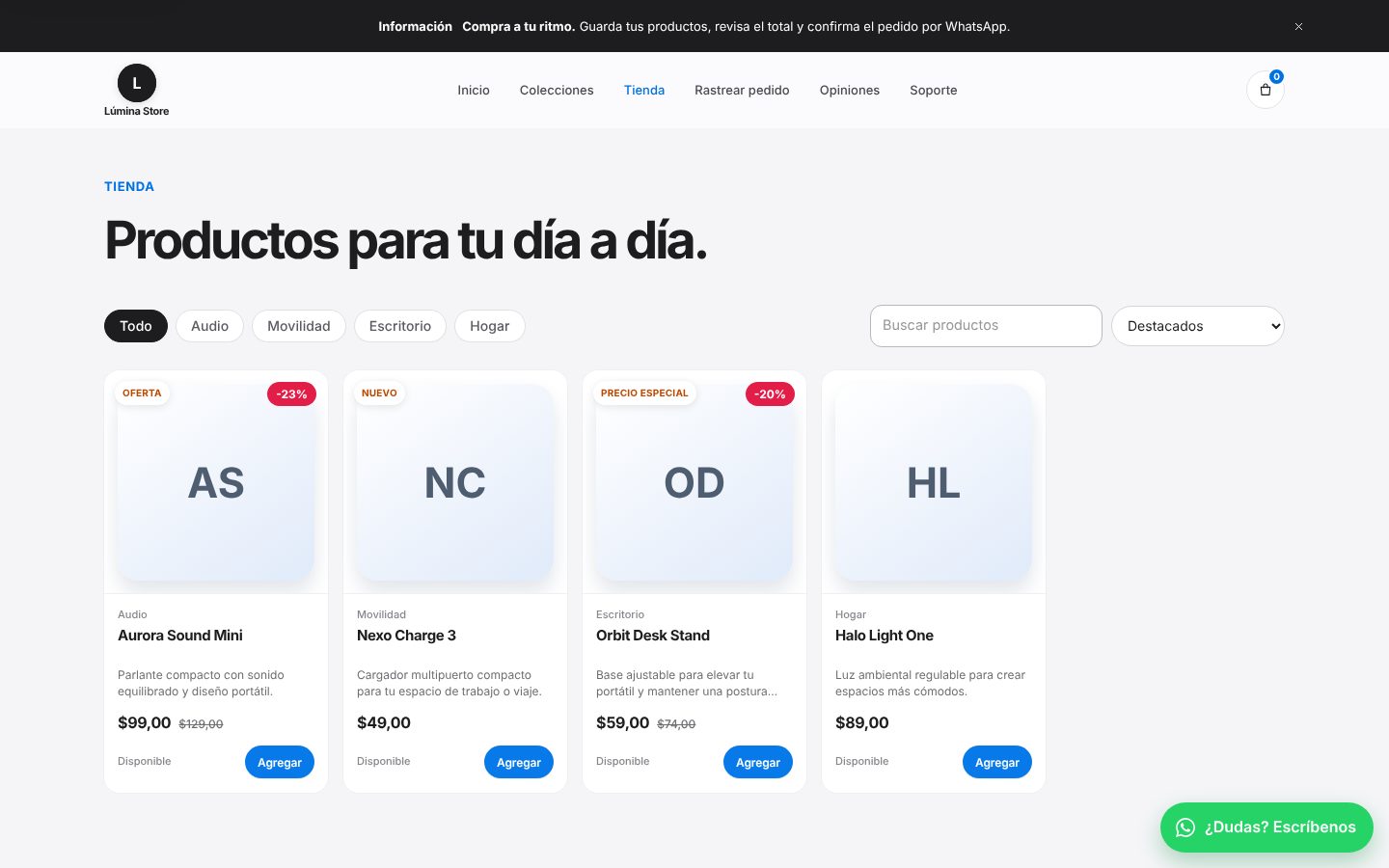 ClickShop: catálogo de la tienda