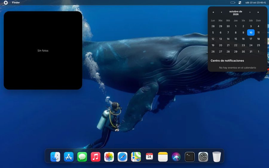 macOS Simulator con el calendario abierto